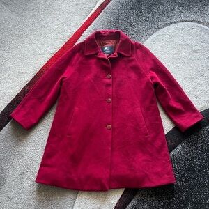 Burberry London Women’s Burgundy Wool Blend Peacoat